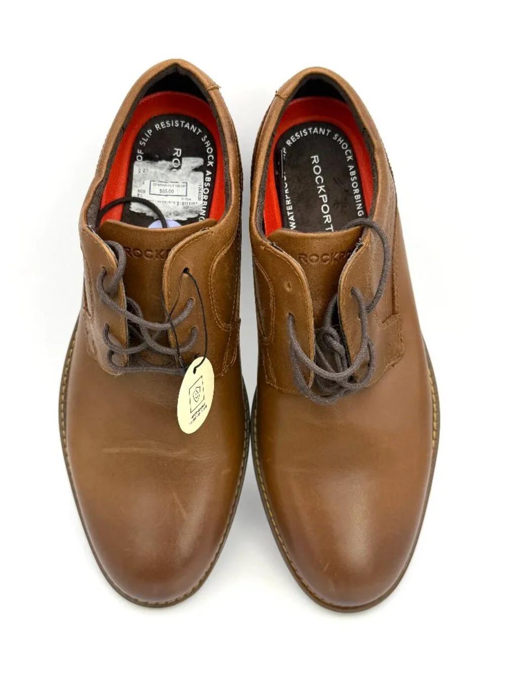 Rockport Men’s Brown Leather Waterproof Slip Resistant Derby Dress  Size 8.5